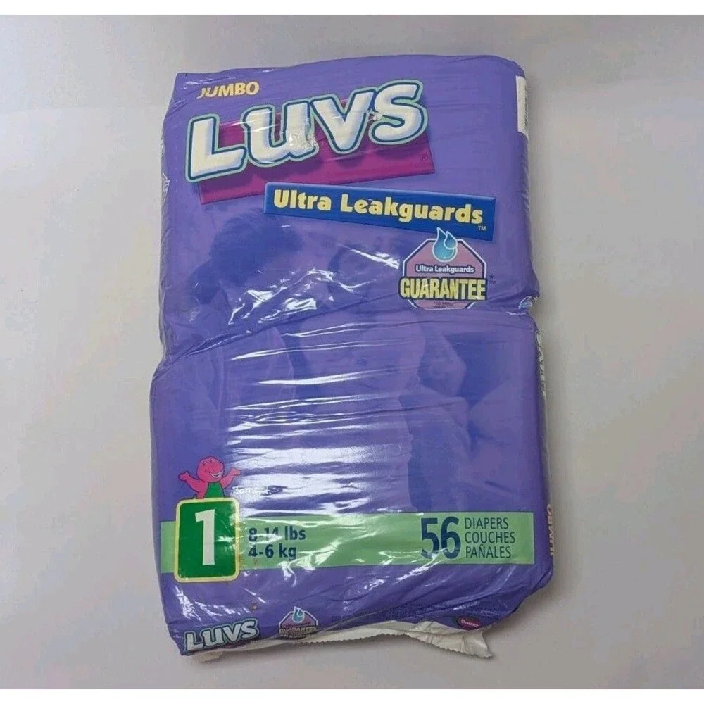 Luvs Vintage 2002 Size 1 Barney Diapers Ultra Leakguards SEALED New 56 Vtg Rare